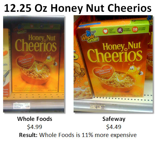 Honey Nut Cheerios Prices at Whole Foods and Safeway